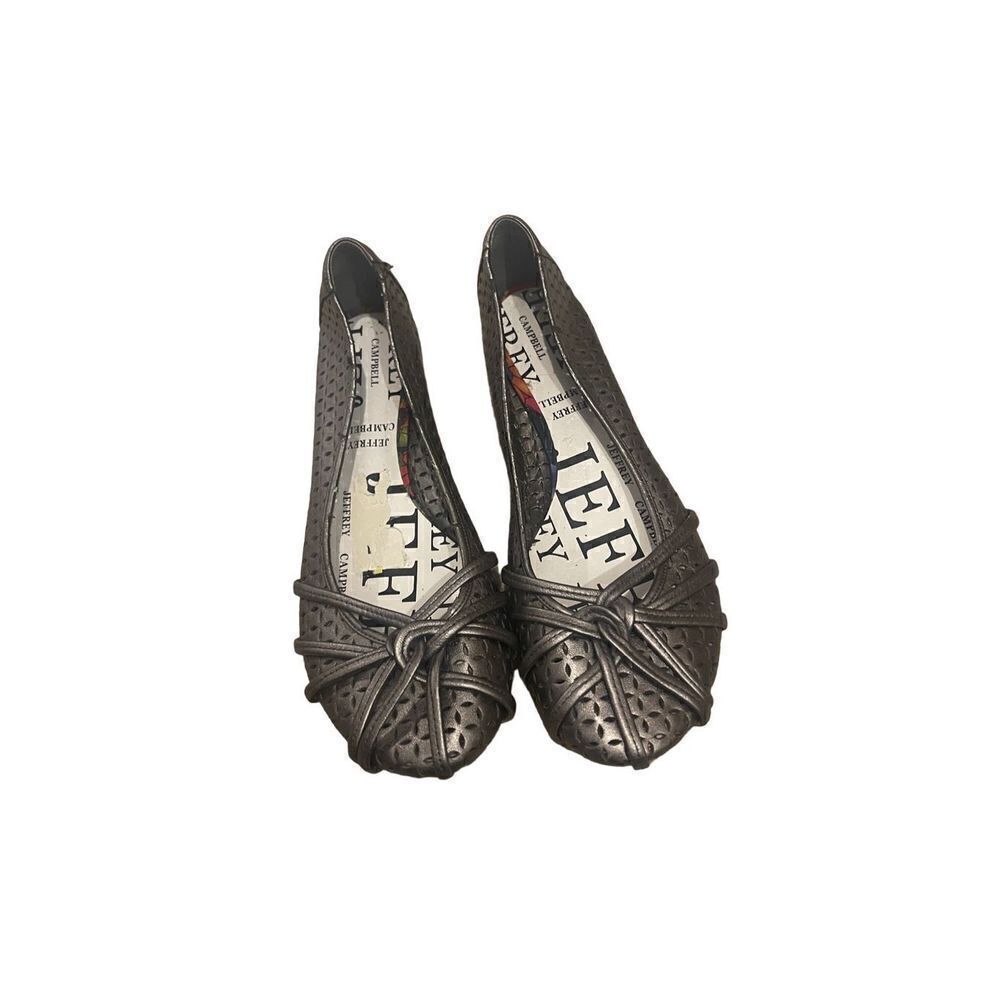 Jeffery Campbell Silver Strappy Flat Shoes Women 6.5